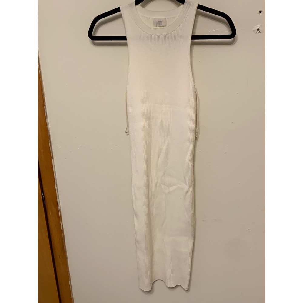 Wilfred Ribbed Knit Tank Dress Midi Cream White Sleeveless body con Size S